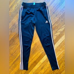 Adidas XS Black Joggers with Pink Stripes